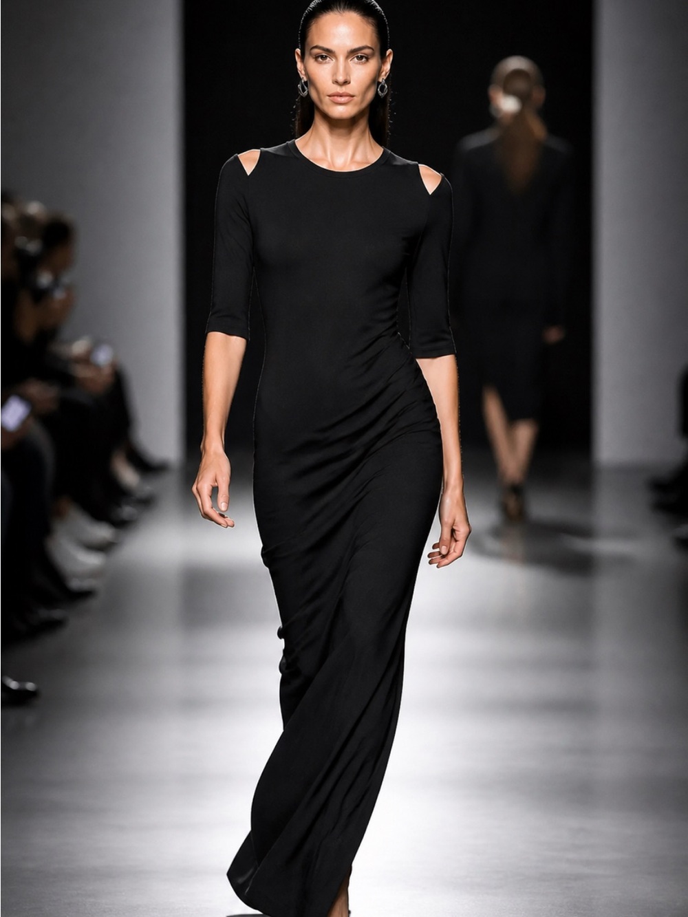 Michael Stars Black Cutout-Shoulder Maxi Dress